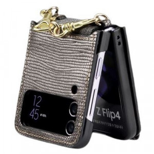 베르노아 갤럭시Z 플립4 핸드메이드 천연가죽 케이스 리자드 홀로그램