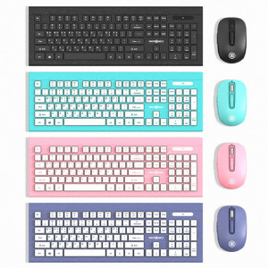 마이크로닉스 MANIC KM330 무선 슬림 키보드 마우스 합본 (민트)